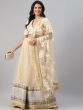 Beige & White Embroidered Semi-Stitched Mytra Lehenga & Unstitched Blouse with Dupatta