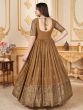 Astonishing Brown Foil Work Georgette Event Wear Gown With Dupatta