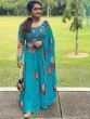 Stunning Sky Blue Printed Georgette Ready-Made Anarkali Gown