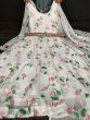 Adorable White Floral Printed Georgette Festive Wear Gown With Dupatta