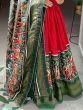 Majestic Crimson Red Patola Print Dola Silk Party Wear Gown