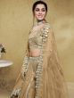 Stunning Beige Foil Work Net Wedding Lehenga Choli With Dupatta