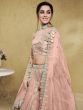 Fascinating Dusty Pink Foil Work Net Bridesmaid Lehenga Choli