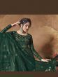 Green Heavy Embroidered Net Party Wear Abaya Style Gown