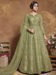 Green Heavy Embroidered Net Wedding Wear Abaya Style Gown
