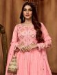 Charming Pink Sequins Embroidered Georgette Ready Made Anarkali Suit