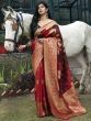 Red Banarasi Silk Festival Wear Saree With Blouse 