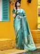 Green Golden Banarasi Silk Festival Wear Saree With Blouse