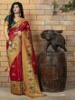 Red Heavy Bordered Banarasi Silk Wedding Wear Saree With Blouse