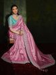Gorgeous Pink Embroidery Silk Party Wear Saree