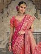 Wonderful Pink Embroidered Silk Wedding Wear Saree (Default)