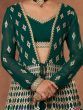 Adorable Green Embroidered Georgette Crop Top Sharara With Jacket