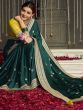Excellent Green Silk Embroidered Work Event Wear Saree For Women