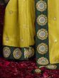 Classy Yellow Silk Embroidered Wedding Wear Traditional Saree 