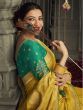 Delightful Yellow Silk Embroidered Engagement Wear Saree For Women