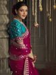 Gleaming Magenta Pink Silk Zari Work Marriage Wear Saree With Choli