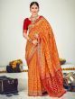 Orange Banarasi Silk Wedding Wear Saree