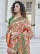 Arresting Orange Patola Silk Weaving Wedding Wear Saree For Women