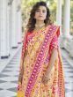 Dazzling Yellow Patola Silk Weaving Wedding Wear Saree With Blouse