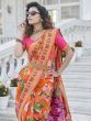Seductive Orange Weaving Patola Silk Wedding Wear Saree