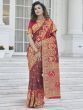 Imposing Brown Zari Weaving Banarasi Silk Wedding Wear Saree