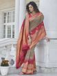 Marvelous Grey Zari Weaving Banarasi Silk Wedding Wear Saree