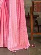 Adoring Pink Swaroski Work Silk Party Wear Saree With Blouse