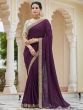 Superior Purple Sequined Embroidery Vichitra Party Wear Saree