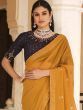 Quaint Yellow Sequined Chinon Festival Wear Saree With Blouse