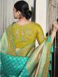 Dazzling Sky-Blue Weaving Silk Reception Saree With Blouse