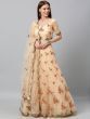 Peach-Coloured & Gold-Toned Embellished Semi-Stitched Myntra Lehenga & Unstitched Blouse with Dupatta
