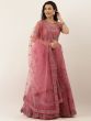 Pink Embroidered Semi-Stitched  Myntra Lehenga & Unstitched Blouse with Dupatta