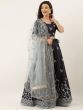 Navy Blue & Silver-Toned Embroidered Semi-Stitched Myntra Lehenga & Unstitched Blouse with Dupatta