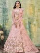 Marvelous Peach Sequins Embroidered Net Party Wear Lehenga Choli