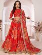 Stunning Red Digital Printed Georgette Wedding Wear Lehenga Choli