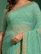 Enchanting Pastel Green Bandhani Printed Chiffon Festival Wear Saree