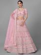 Pink Floral Embroidered Soft Net Bridal Lehenga Choli