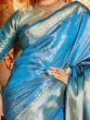 Exquisite Sky Blue Heavy Zari Weaving Kanjivaram Silk Saree
