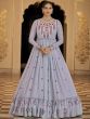 Gorgeous Light Blue Thread & Sequins Work Georgette Ruffle Gown