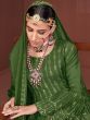 Gorgeous Green Thread Embroidered Chinon Festive Sharara Suit