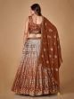 Impressive Brown Sequined Georgette Cocktail Party Lehenga Choli