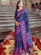 Stunning Navy Blue Pashmina Minakari Weaving Saree