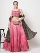 Charming Light Pink Mukaish worked Chinon Event Wear Lehenga Choli
