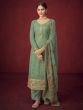 Surprising Green Thread Embroidered Georgette Festive Wear Salwar Suit