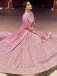 Pink Resham Work Organza Wedding Wear Lehenga Choli