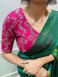 Pretty Green Shaded Zari Rangoli Silk Party Wear Saree With Blouse