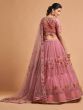 Dusty Pink Thread Embroidered Net Wedding Wear Lehenga Choli