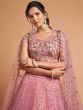 Blush Pink Dori Thread Embroidered Net Wedding Lehenga Choli