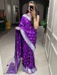 Exquisite Purple Zari Weaved Viscose Marriage Wear Saree With Blouse 