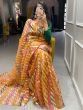 Cheerful Orange Zari Weaved Organza Party Look Saree With Blouse